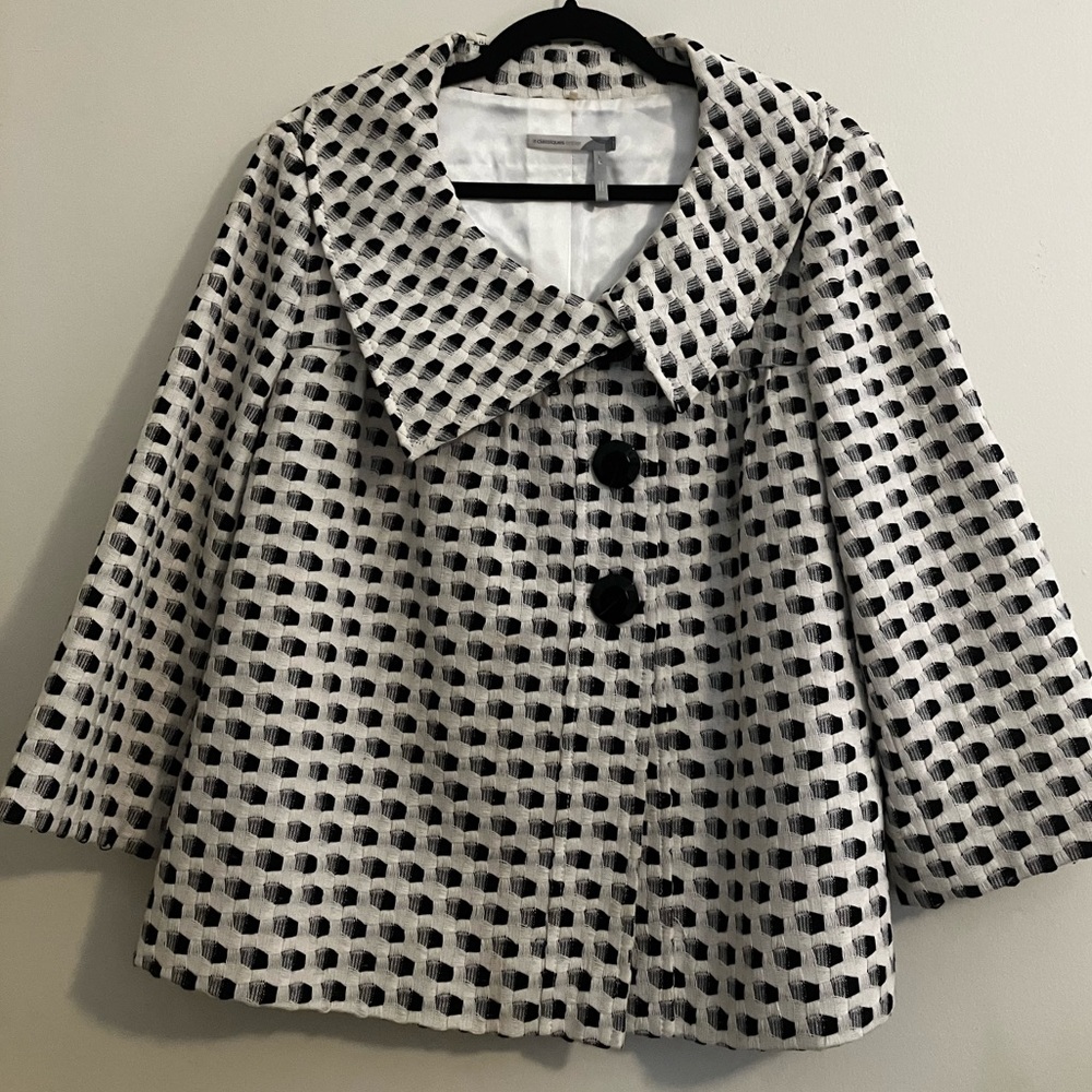 Classiques Entier waist length, 3/4 sleeve black and white jacket